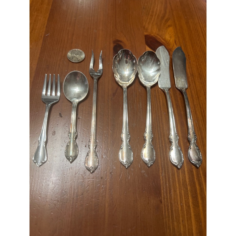 1847 Rogers Bros Reflection Silverplate Flatware Set 7pc Assorted Spoons‎ Forks - Picture 2 of 5